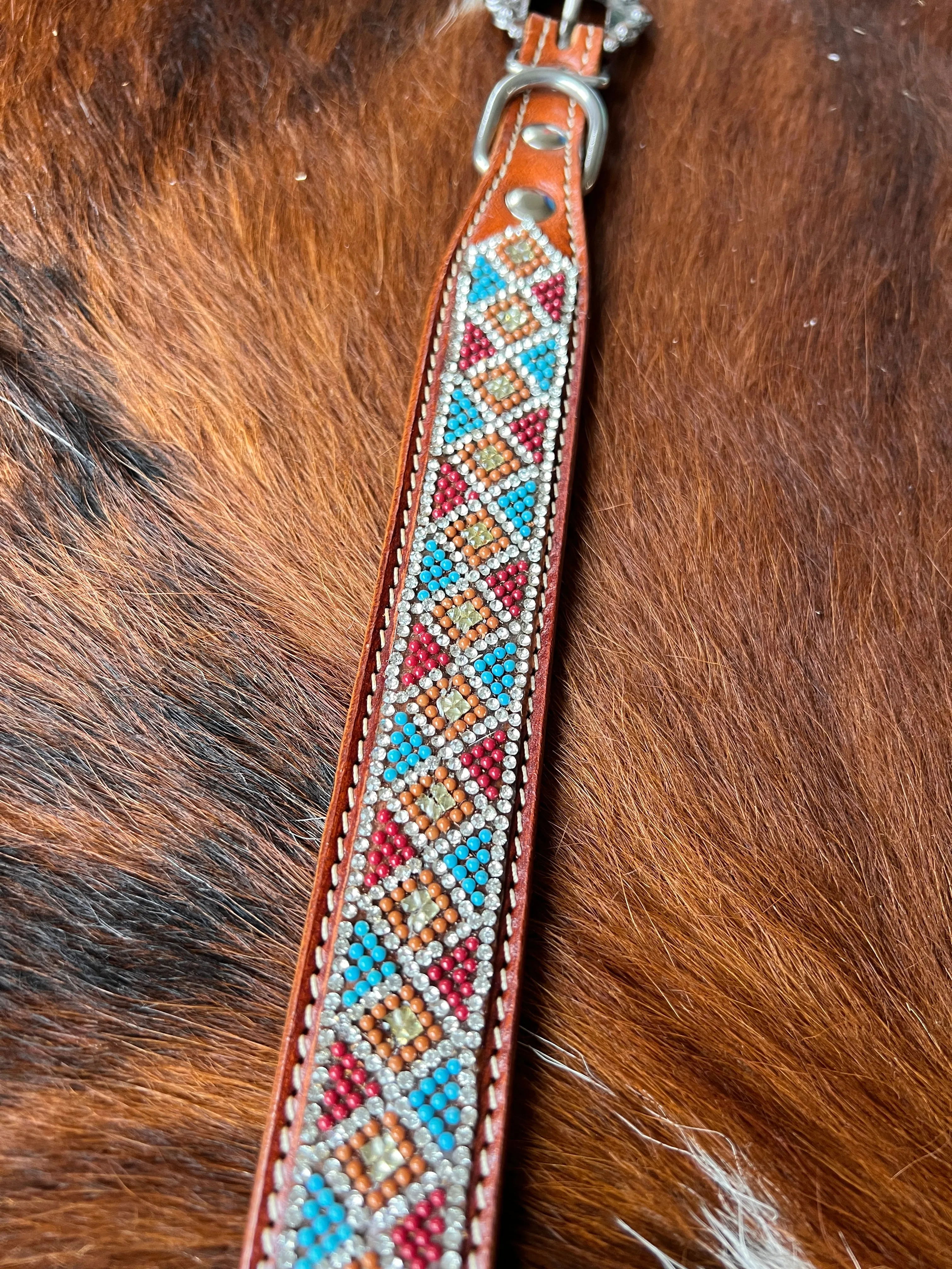 Crystal Rhinestone Collar -Maroon & Blue