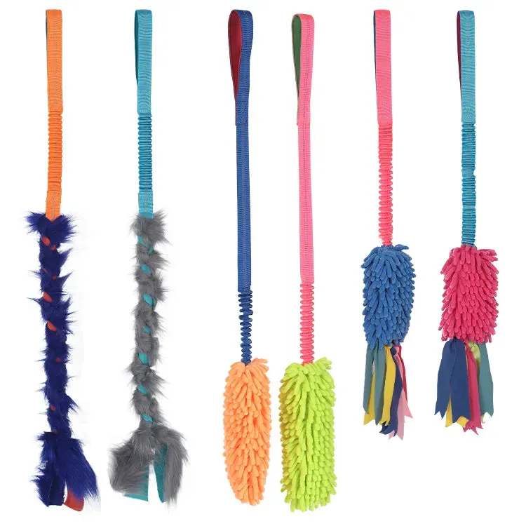 Custom Hanging Bungee Dog Chew Toy Plush Fur Dog Tug Pull Toy Interactive Dog Toys For Aggressive
