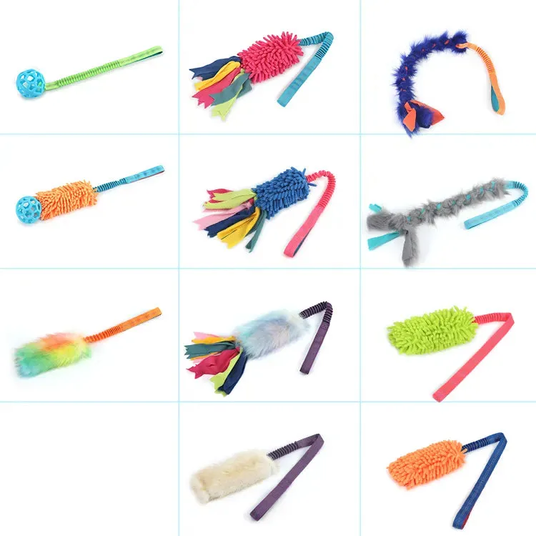 Custom Hanging Bungee Dog Chew Toy Plush Fur Dog Tug Pull Toy Interactive Dog Toys For Aggressive