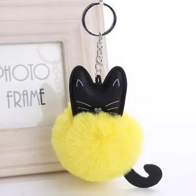 Cute Fur Ball Cat Keychain