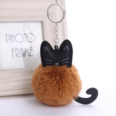 Cute Fur Ball Cat Keychain