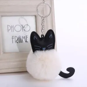 Cute Fur Ball Cat Keychain