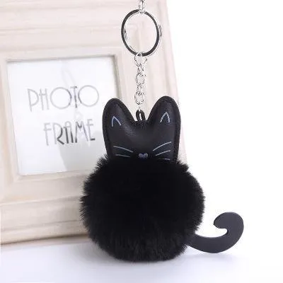 Cute Fur Ball Cat Keychain