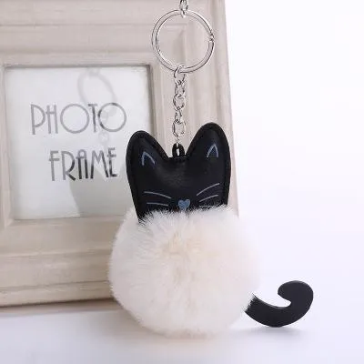 Cute Fur Ball Cat Keychain