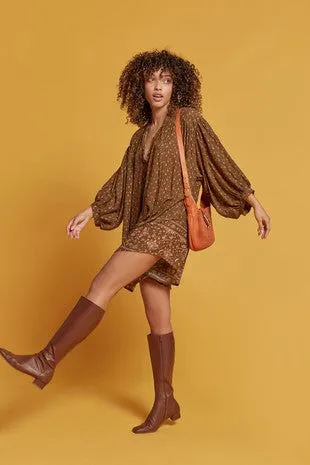 DAISY PRINTED BUBBLE SLEEVE ROMPER