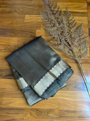 Dark Grey Banarasi Organza Tissue Saree online