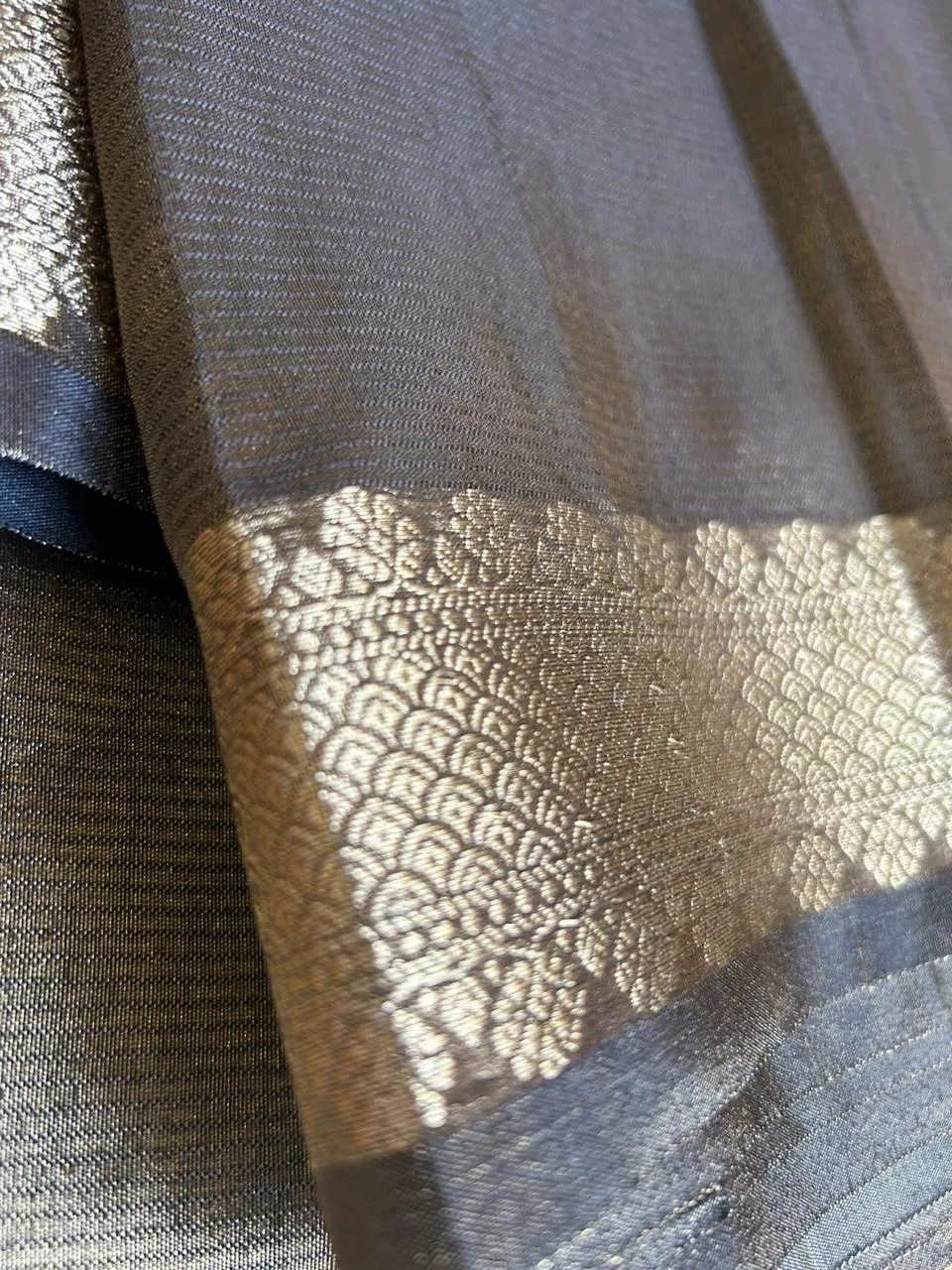 Dark Grey Banarasi Organza Tissue Saree online