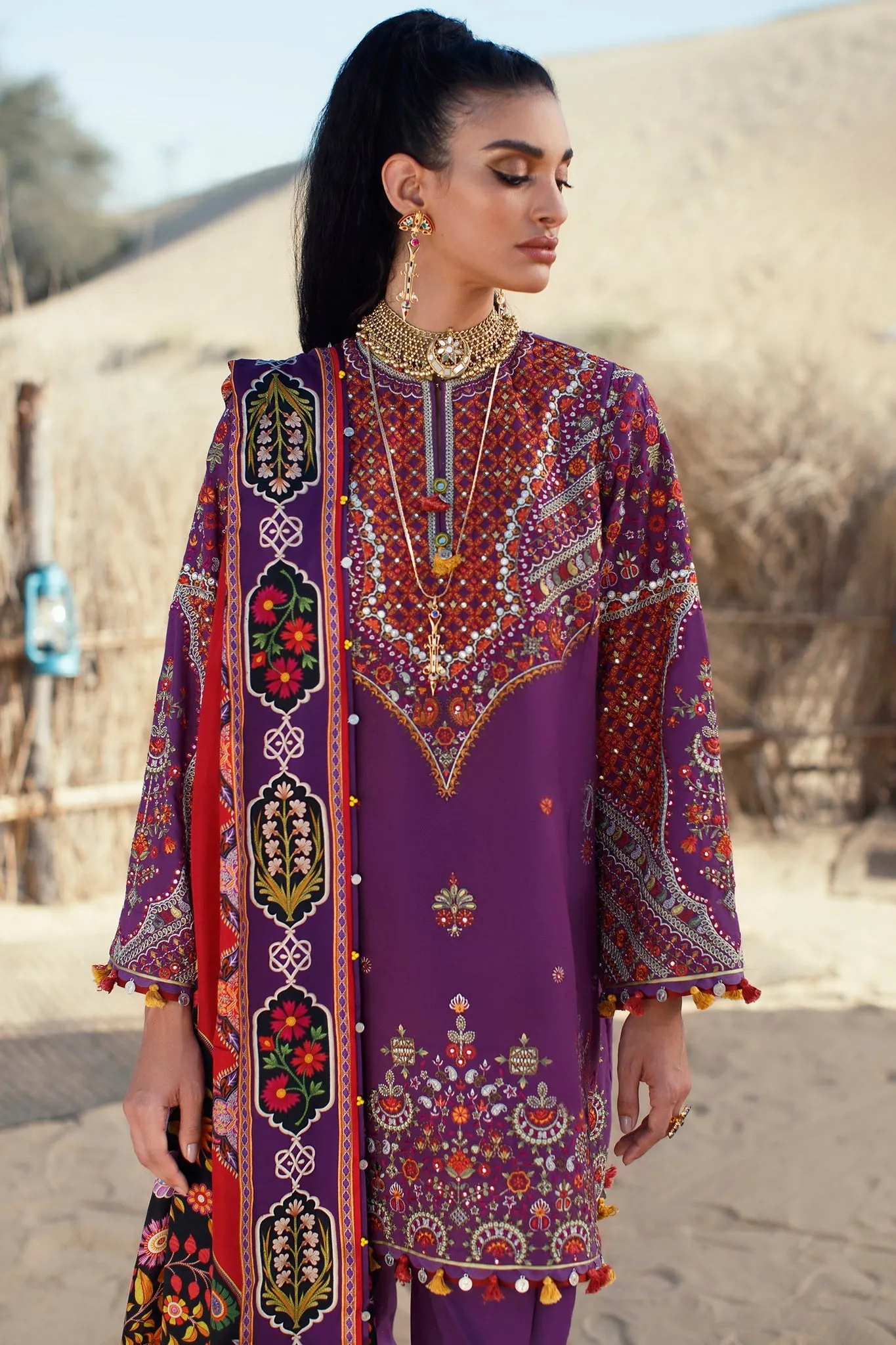 Designer Purple Salwar Kameez for Pakistani Eid Dress