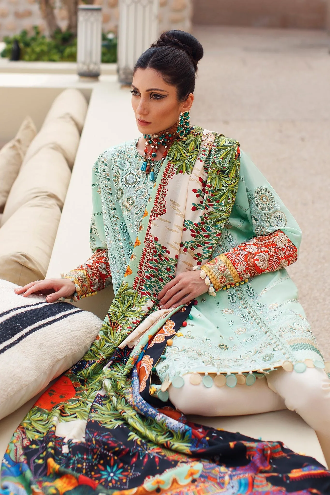 Designer Sea Green Salwar Kameez for Pakistani Eid Dress