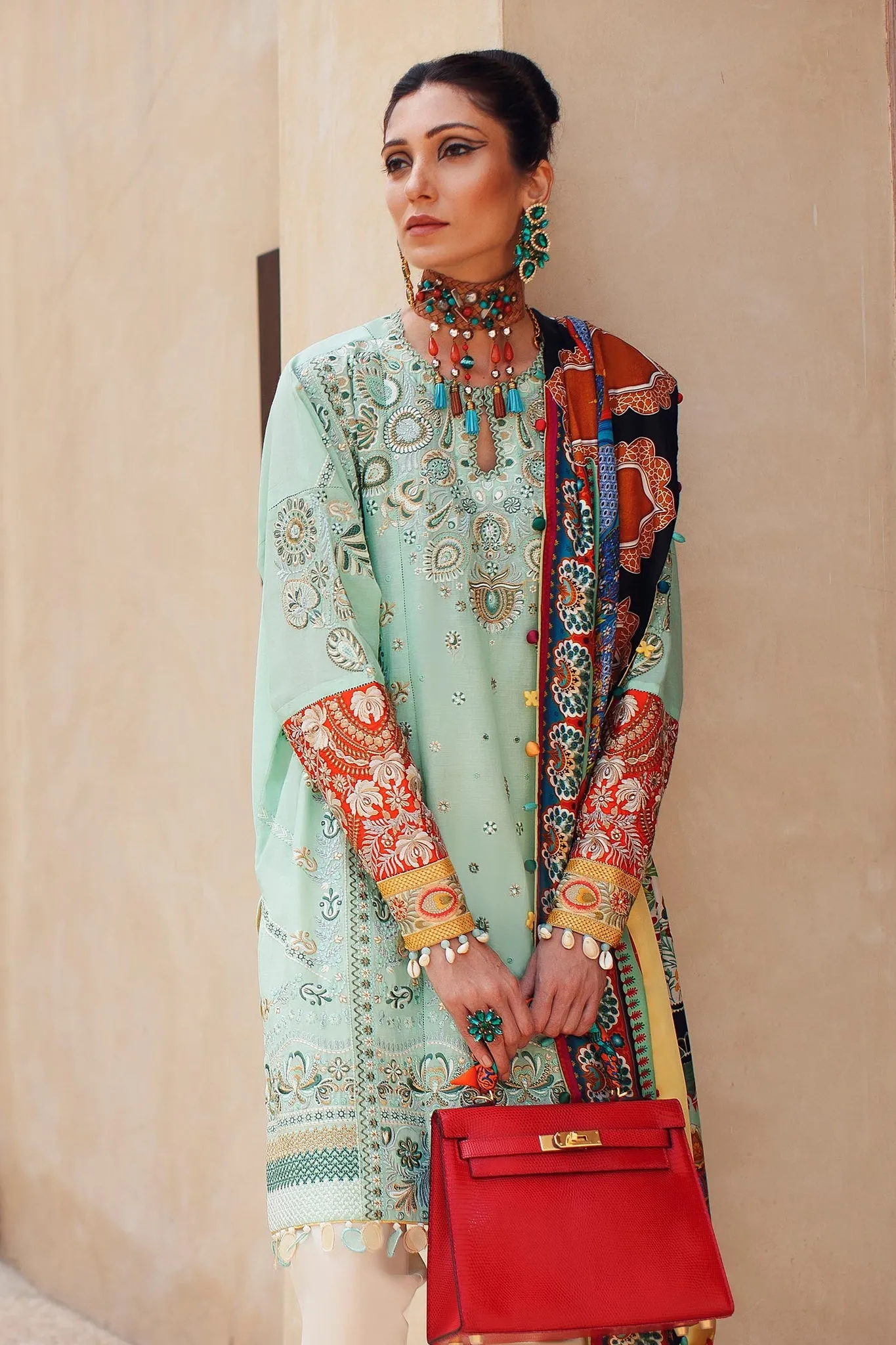 Designer Sea Green Salwar Kameez for Pakistani Eid Dress