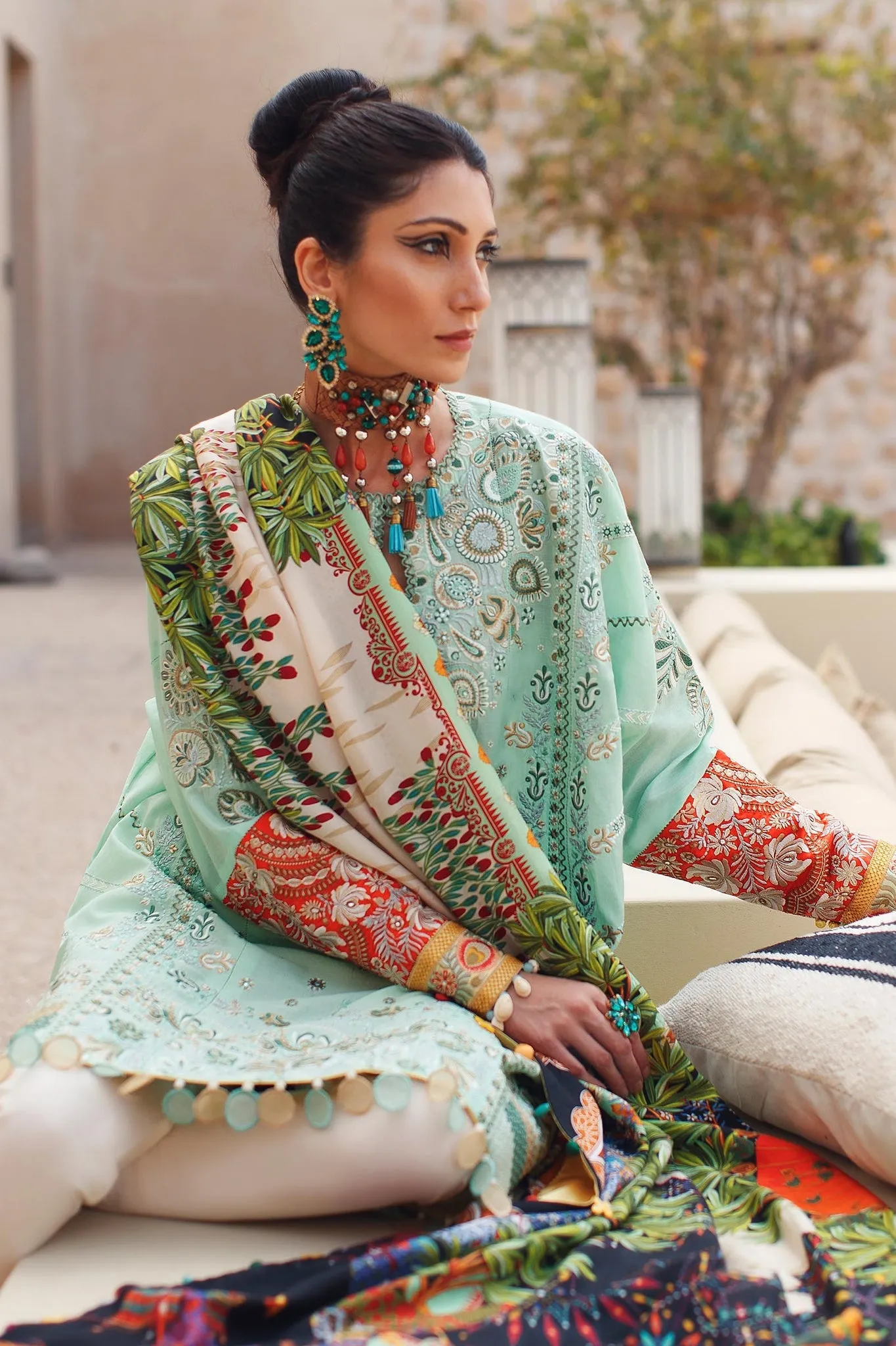 Designer Sea Green Salwar Kameez for Pakistani Eid Dress