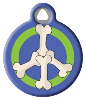 Dog Bone Peace Sign Pet ID Tag