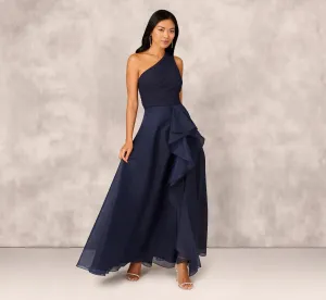 Draped Organza One Shoulder Ballgown In Twilight