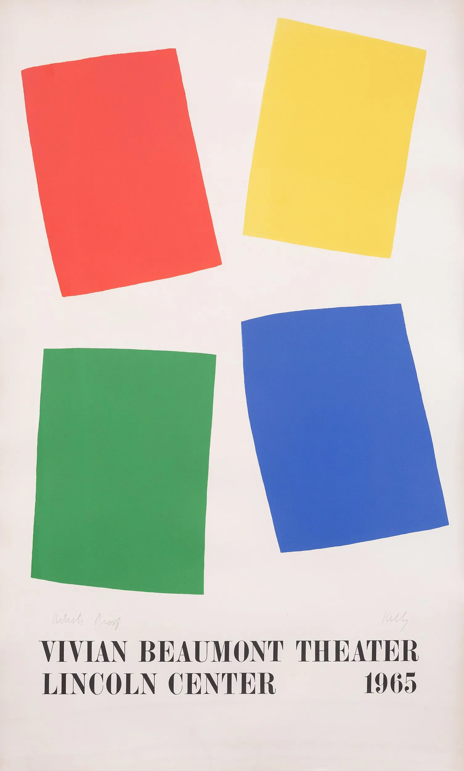 ELLSWORTH KELLY "VIVIAN BEAUMONT THEATER" LITHOGRAPH, 1965