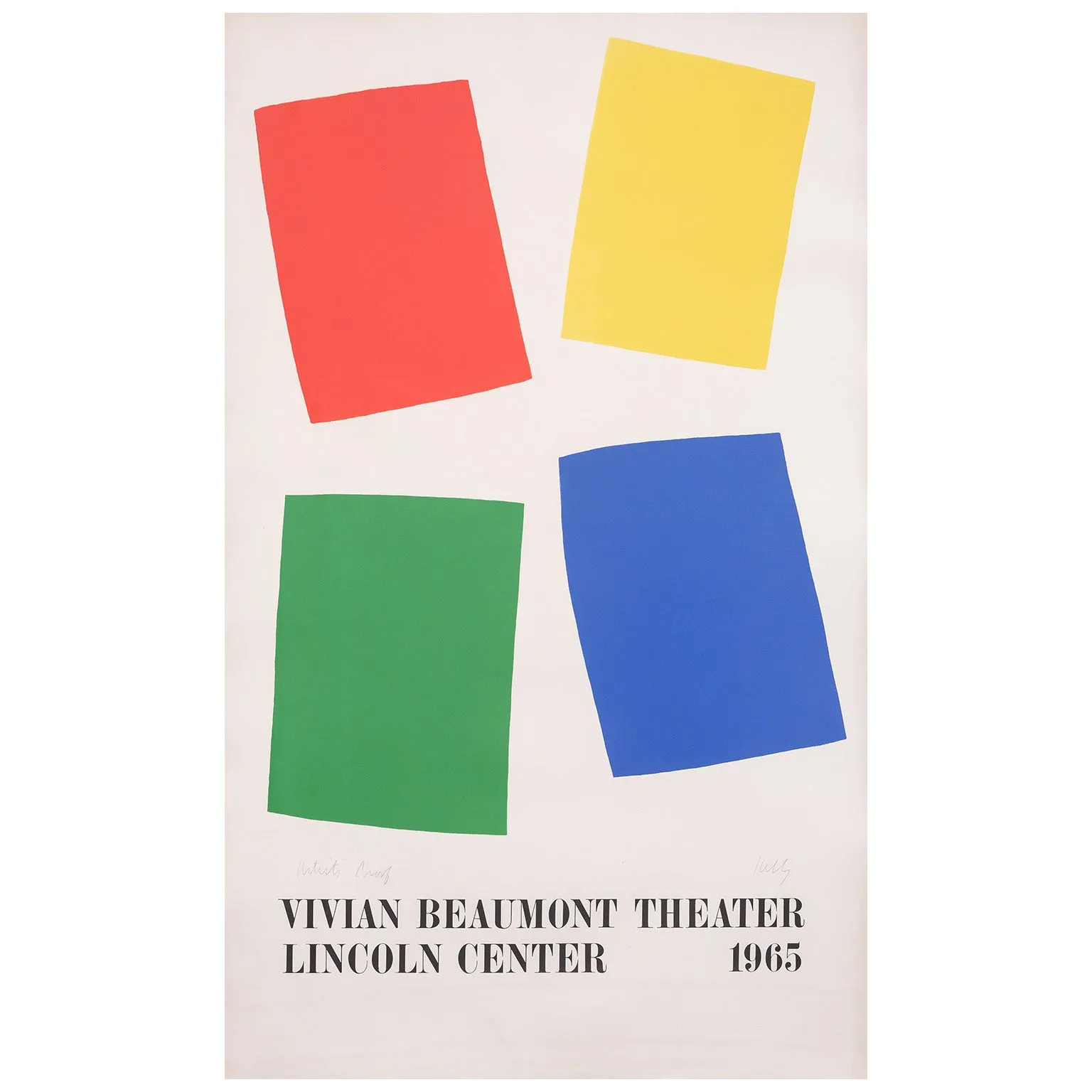ELLSWORTH KELLY "VIVIAN BEAUMONT THEATER" LITHOGRAPH, 1965