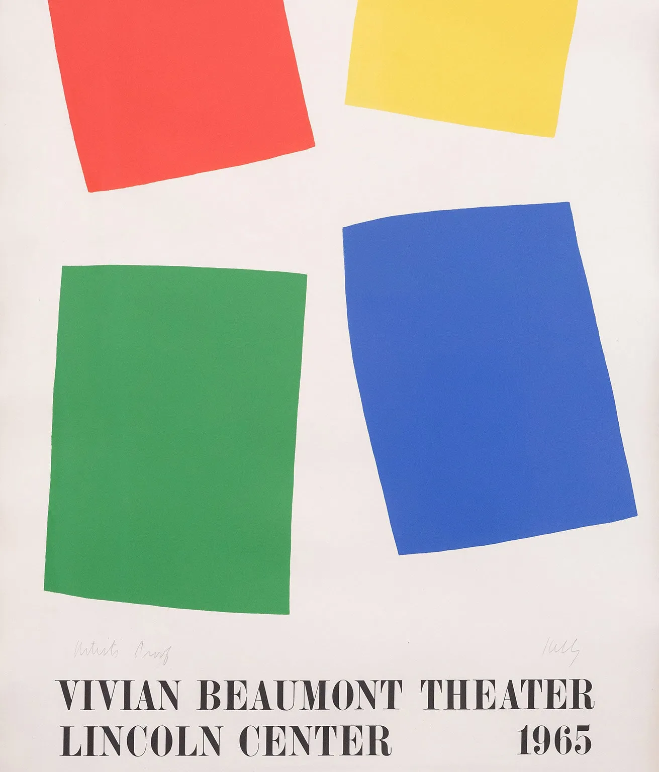 ELLSWORTH KELLY "VIVIAN BEAUMONT THEATER" LITHOGRAPH, 1965