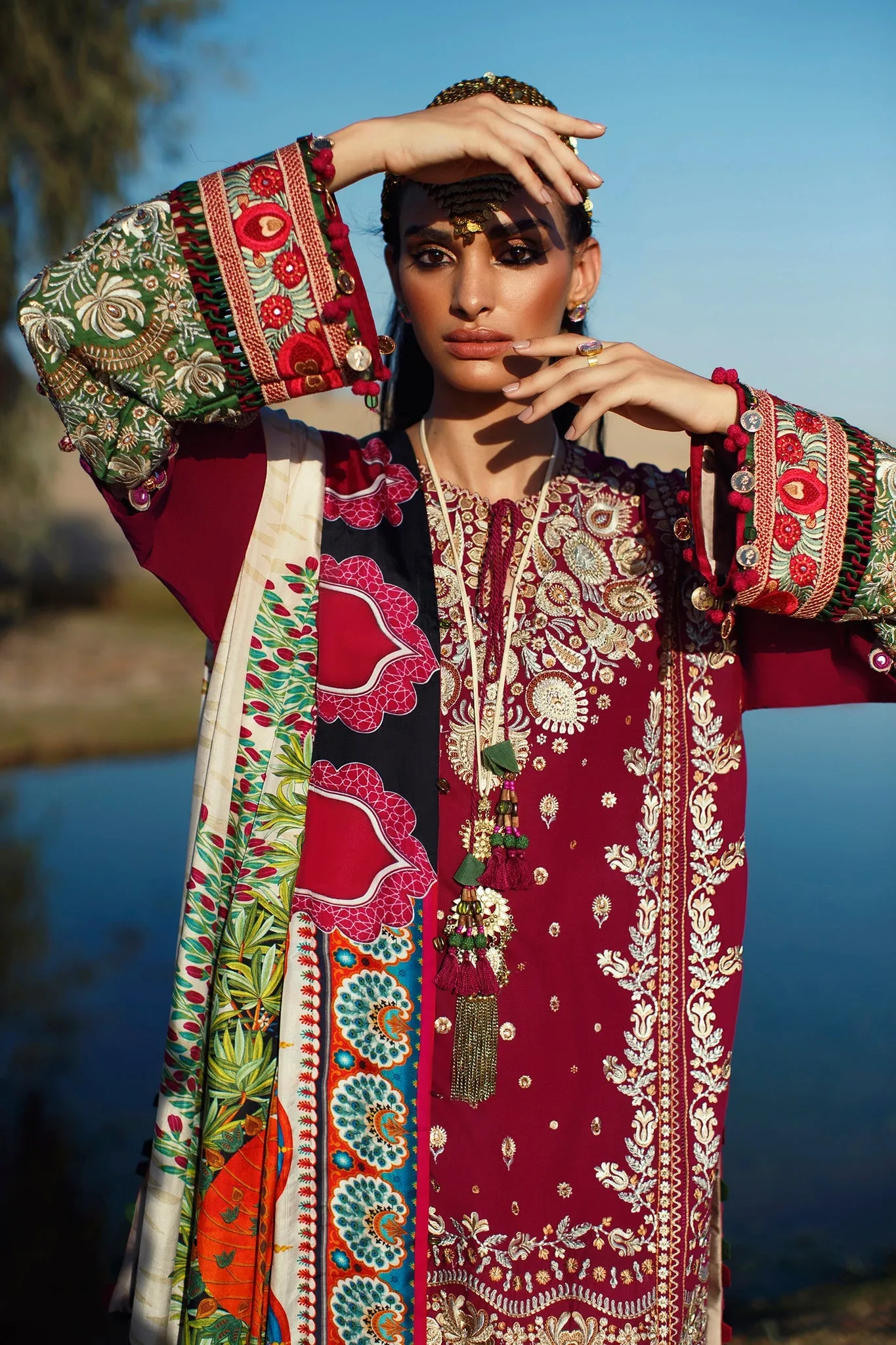 Embellished Lawn Kameez with Capri Pakistani Eid Dress