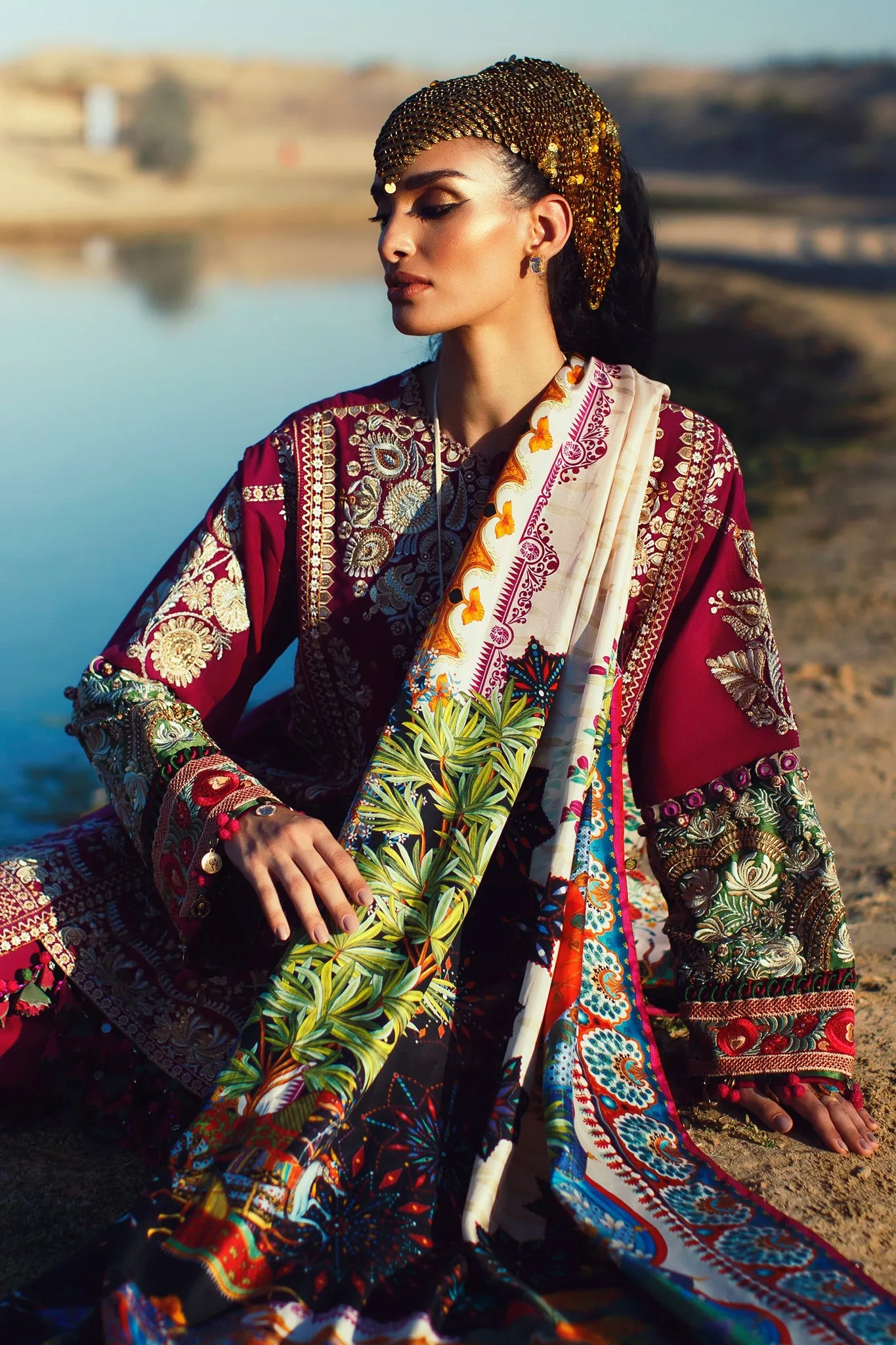 Embellished Lawn Kameez with Capri Pakistani Eid Dress