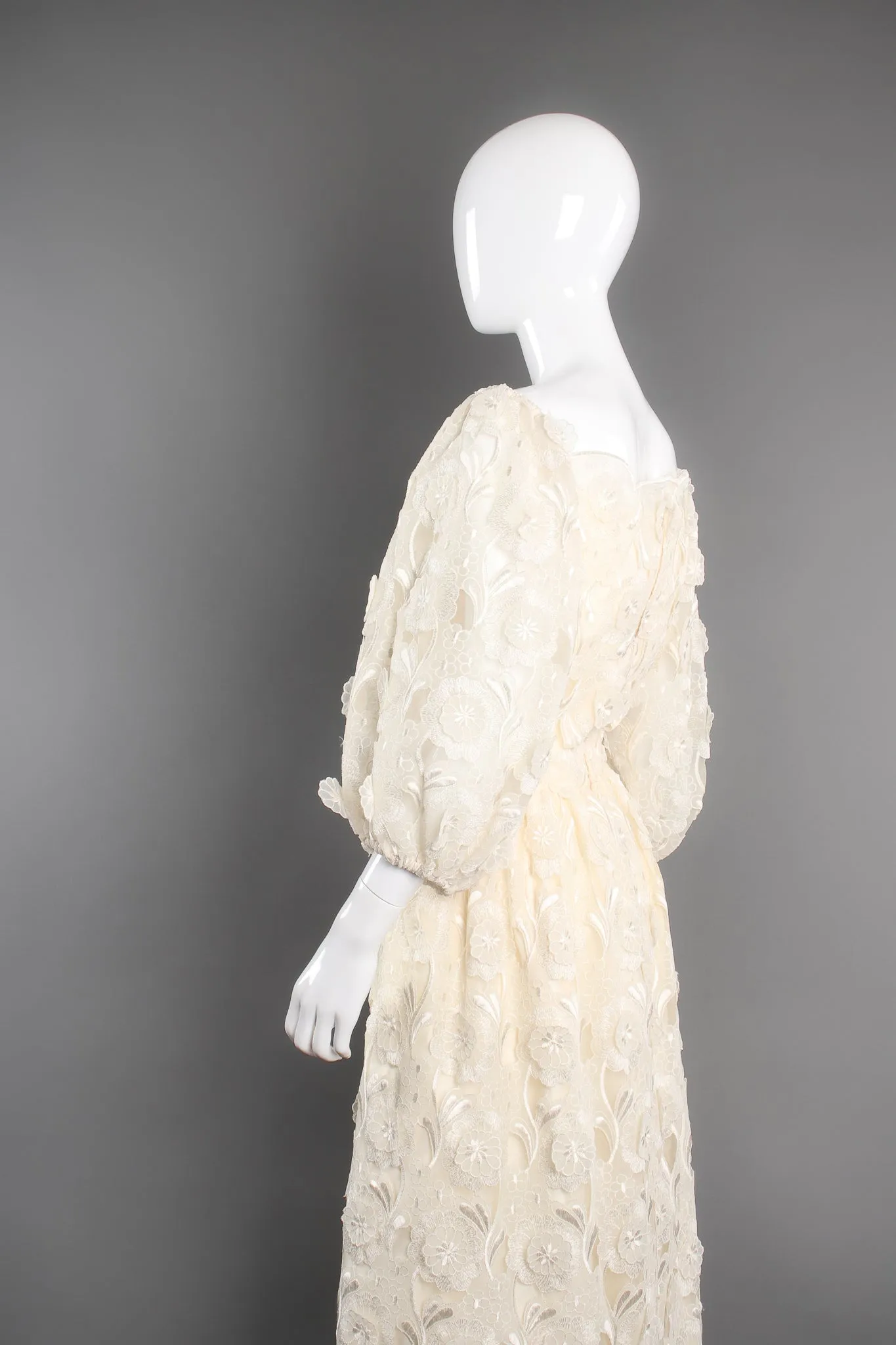 Embroidered Lace Balloon Sleeve Dress