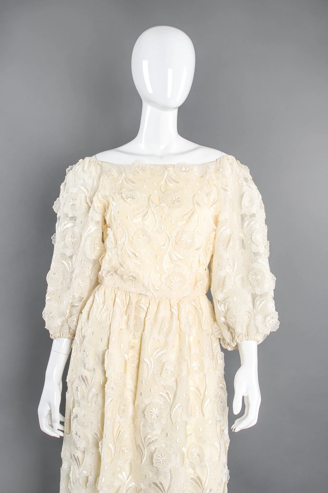 Embroidered Lace Balloon Sleeve Dress