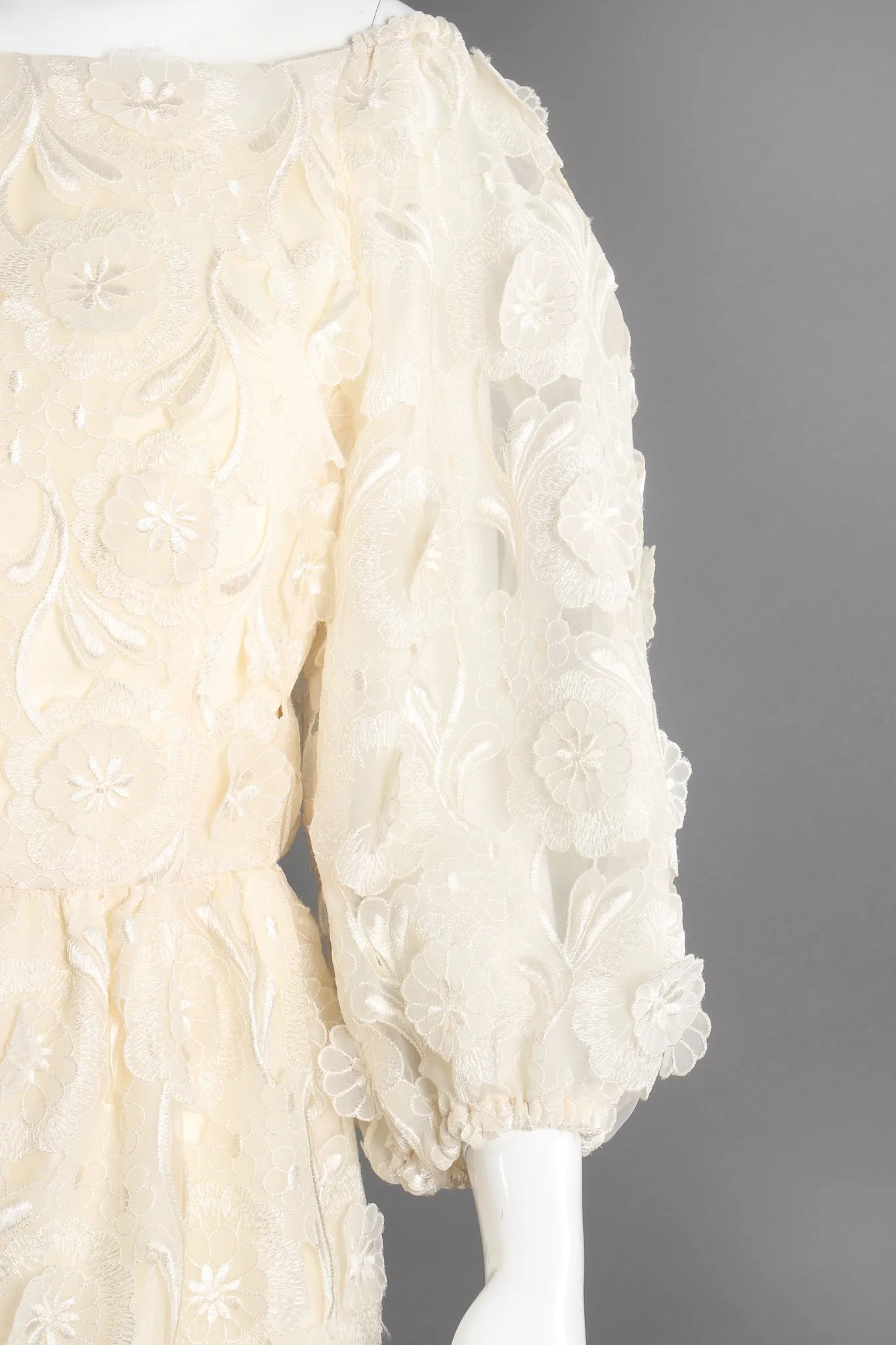 Embroidered Lace Balloon Sleeve Dress