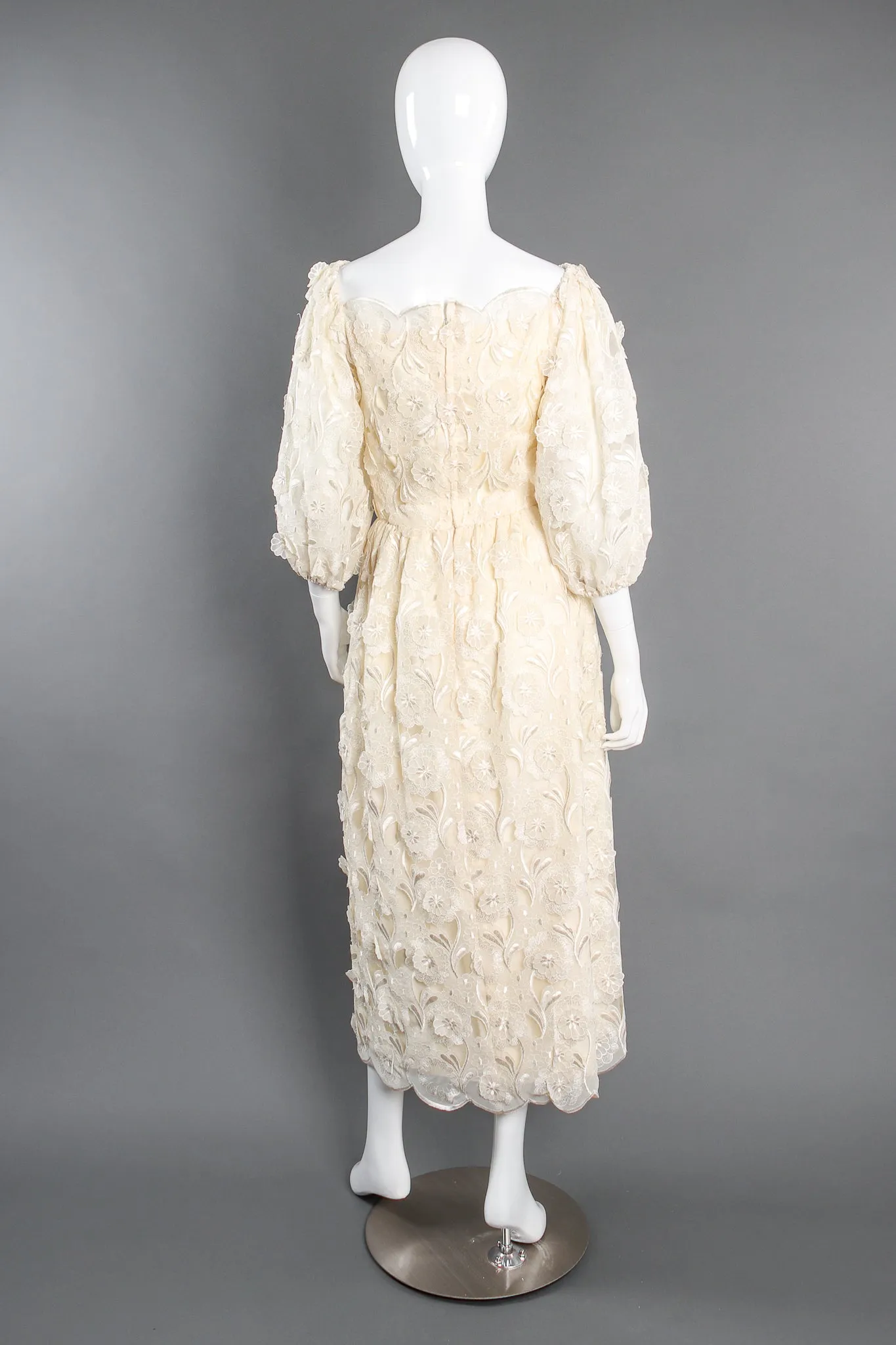 Embroidered Lace Balloon Sleeve Dress