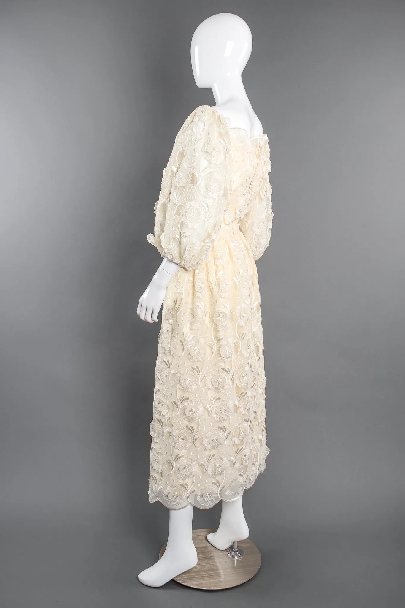 Embroidered Lace Balloon Sleeve Dress