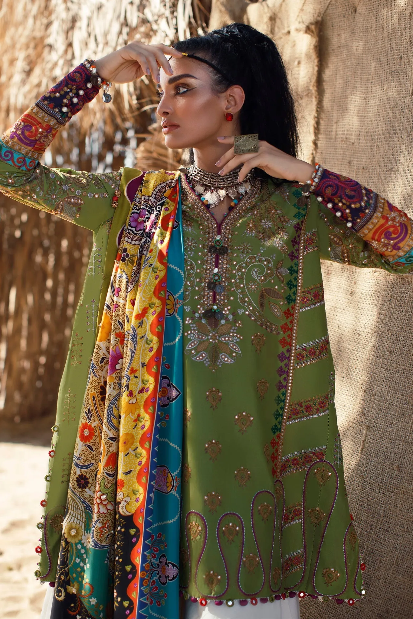 Embroidered Sharara Shirt Pakistani Eid Dress on Lawn