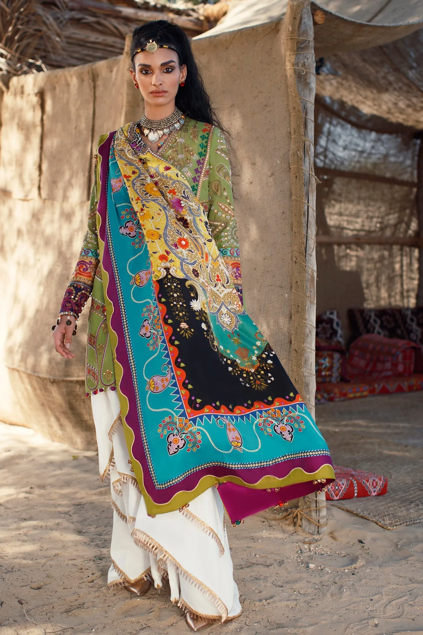 Embroidered Sharara Shirt Pakistani Eid Dress on Lawn