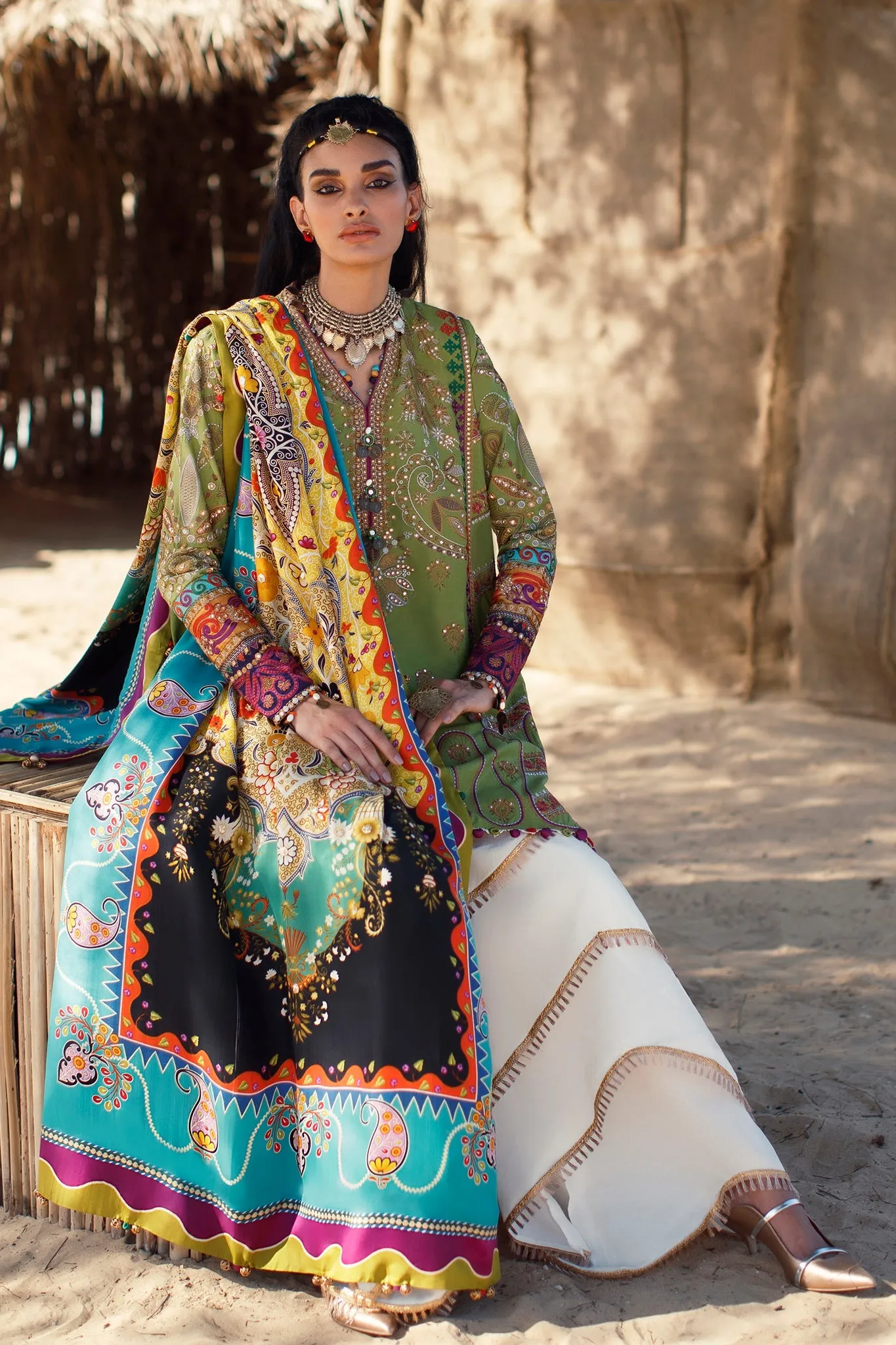 Embroidered Sharara Shirt Pakistani Eid Dress on Lawn