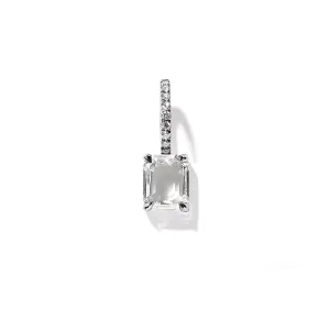 Emerald Charm in 18K Blackened White Gold with 0.45ct Emerald Shaped White Diamond and White Diamond Pavé