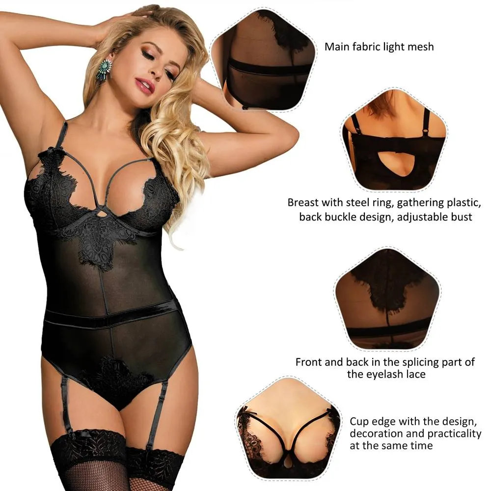 Eyelash Lace Teddy Lingerie