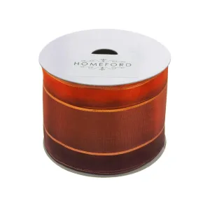 Fall Striped Sheer Ribbon Wired Edge, Copper, 2-1/2-Inch, 20 Yards