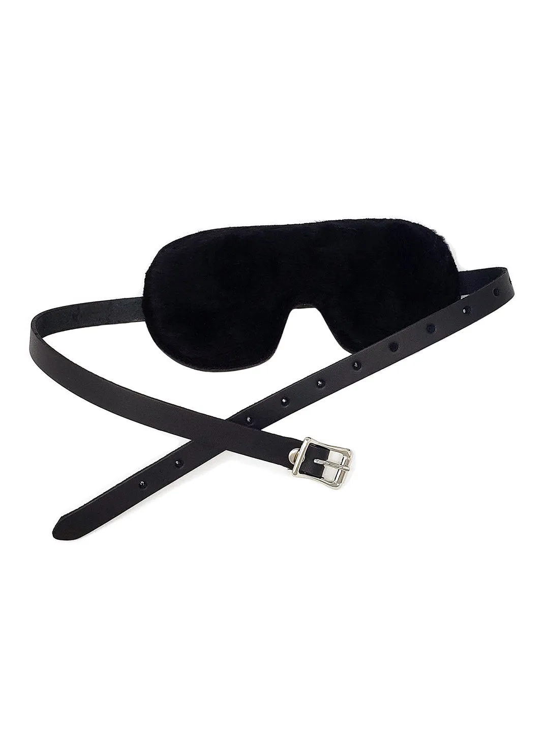 Faux Fur Lined Leather Blindfold