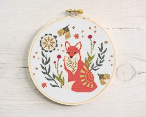Floral Fox Cross Stitch Pattern #217