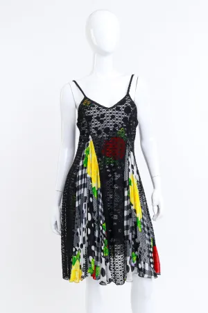 Floral Lace & Geo Shapes Patchwork Mini Dress