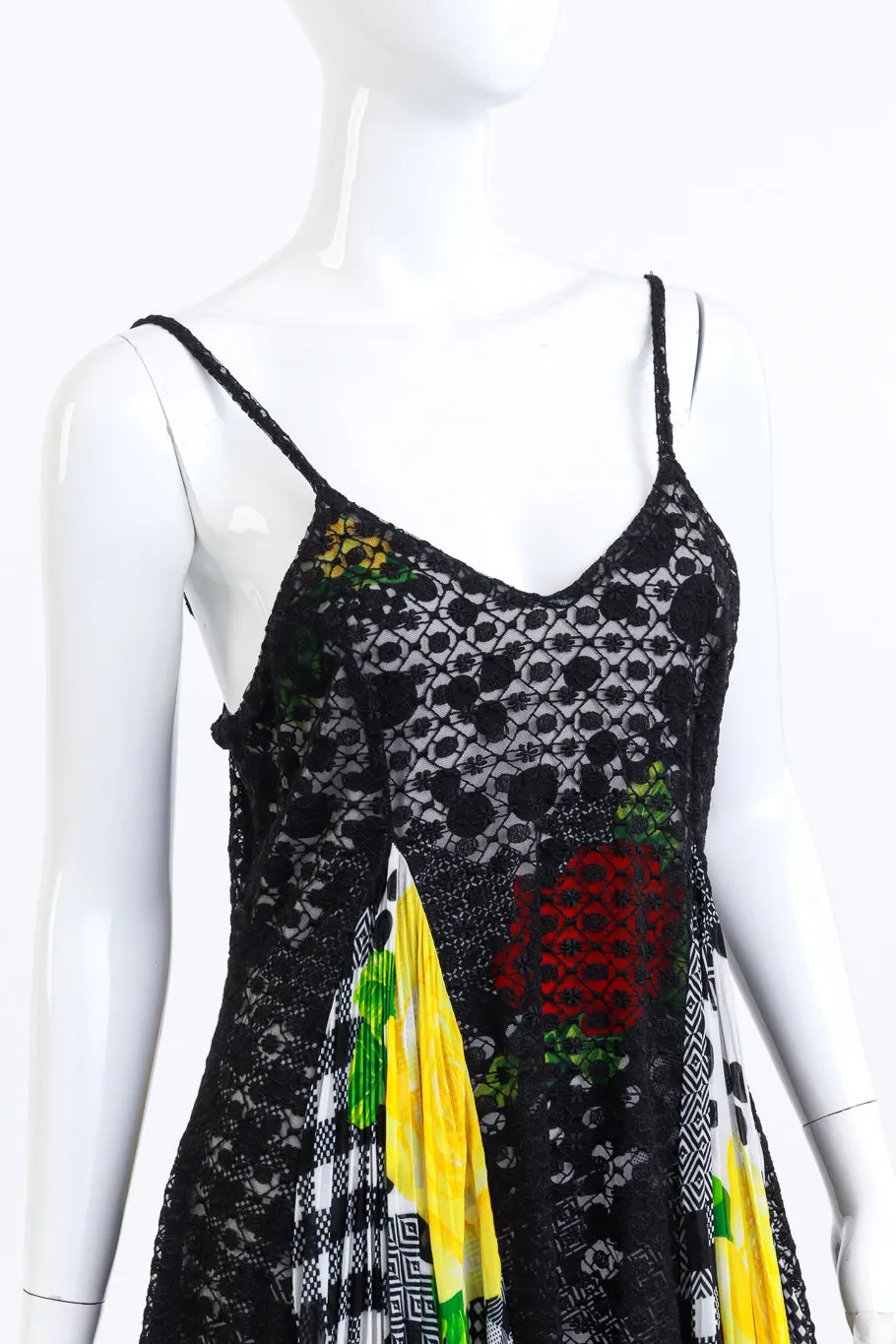 Floral Lace & Geo Shapes Patchwork Mini Dress