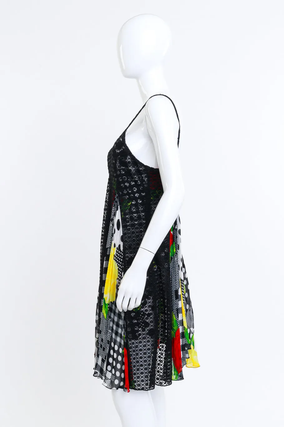 Floral Lace & Geo Shapes Patchwork Mini Dress
