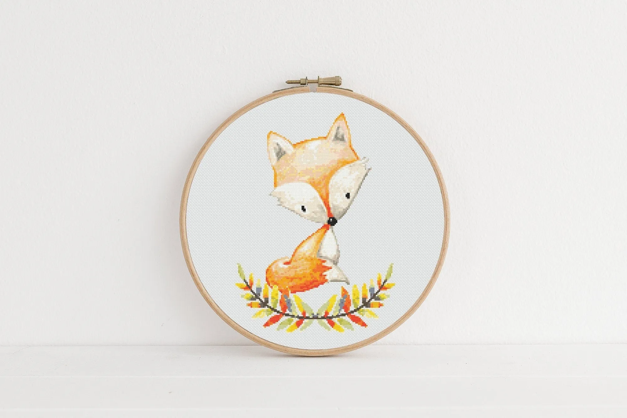 Flower Fox Cross Stitch Pattern #470
