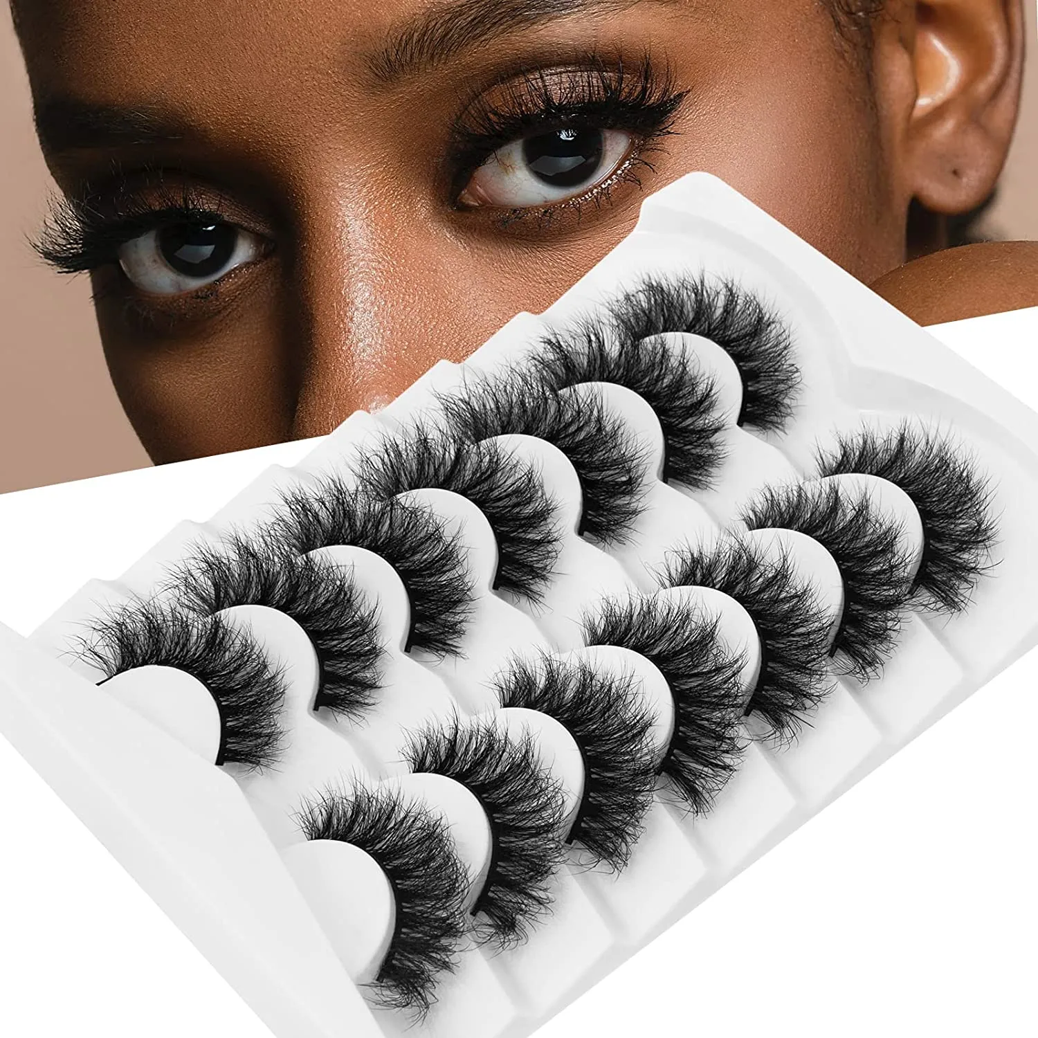 Fofosbeauty False Eyelashes Fluffy 15-26MM Lashes Dramatic Faux 8D Mink Soft Lashes Pack (5 Pairs Multipack)