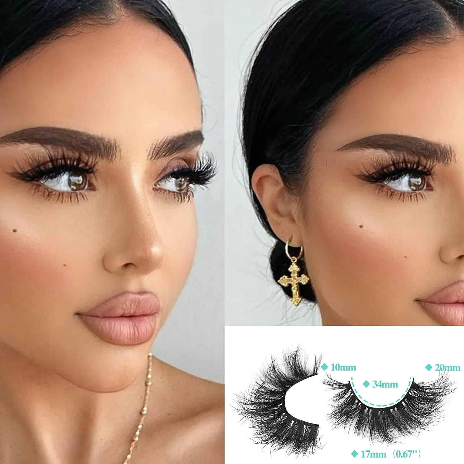 Fofosbeauty False Eyelashes Fluffy 15-26MM Lashes Dramatic Faux 8D Mink Soft Lashes Pack (5 Pairs Multipack)