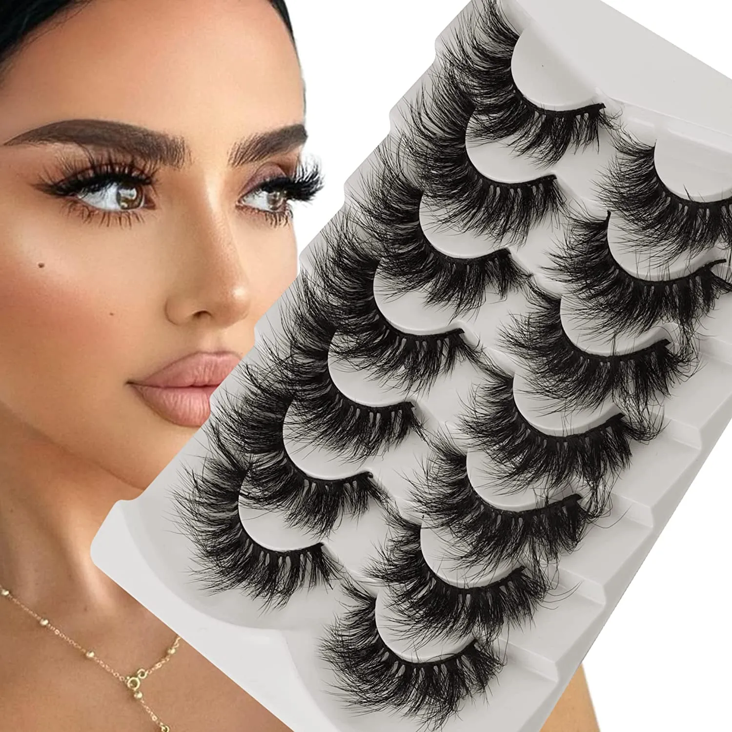 Fofosbeauty False Eyelashes Fluffy 15-26MM Lashes Dramatic Faux 8D Mink Soft Lashes Pack (5 Pairs Multipack)