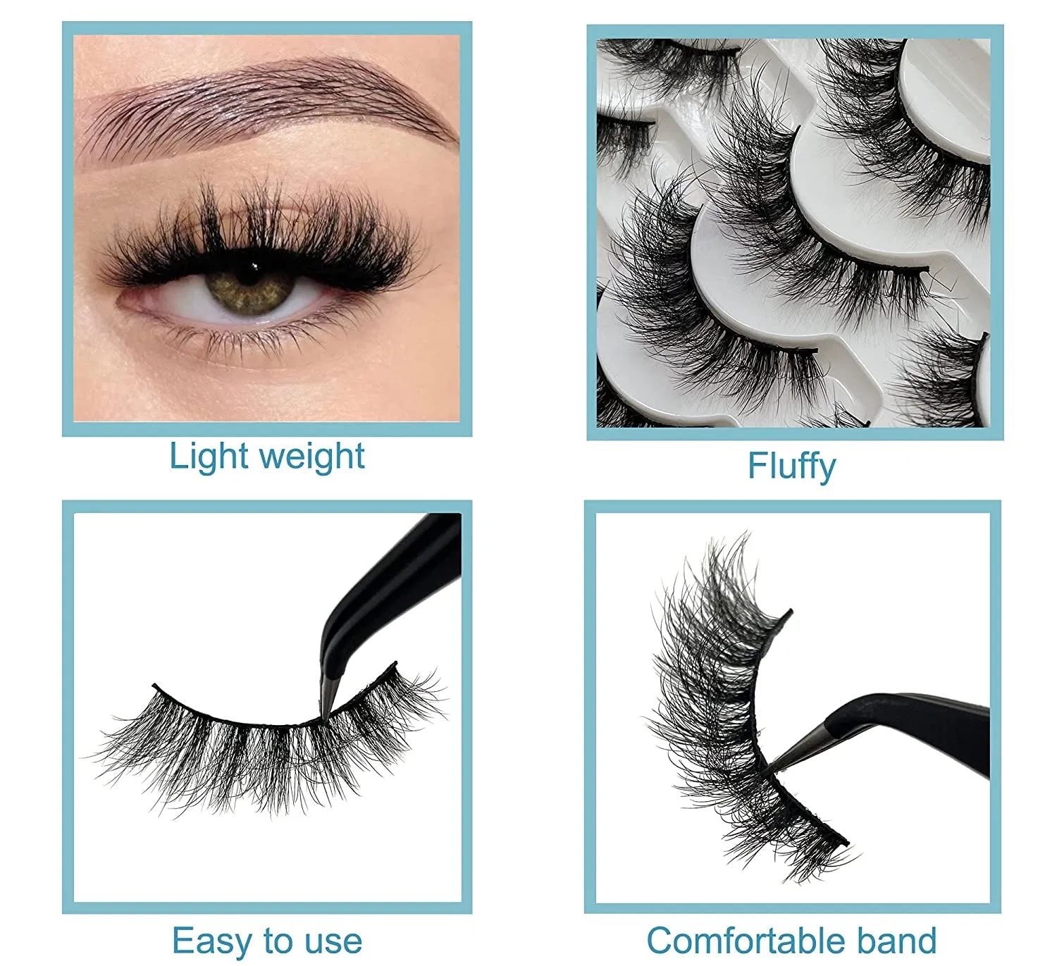 Fofosbeauty False Eyelashes Fluffy 15-26MM Lashes Dramatic Faux 8D Mink Soft Lashes Pack (5 Pairs Multipack)
