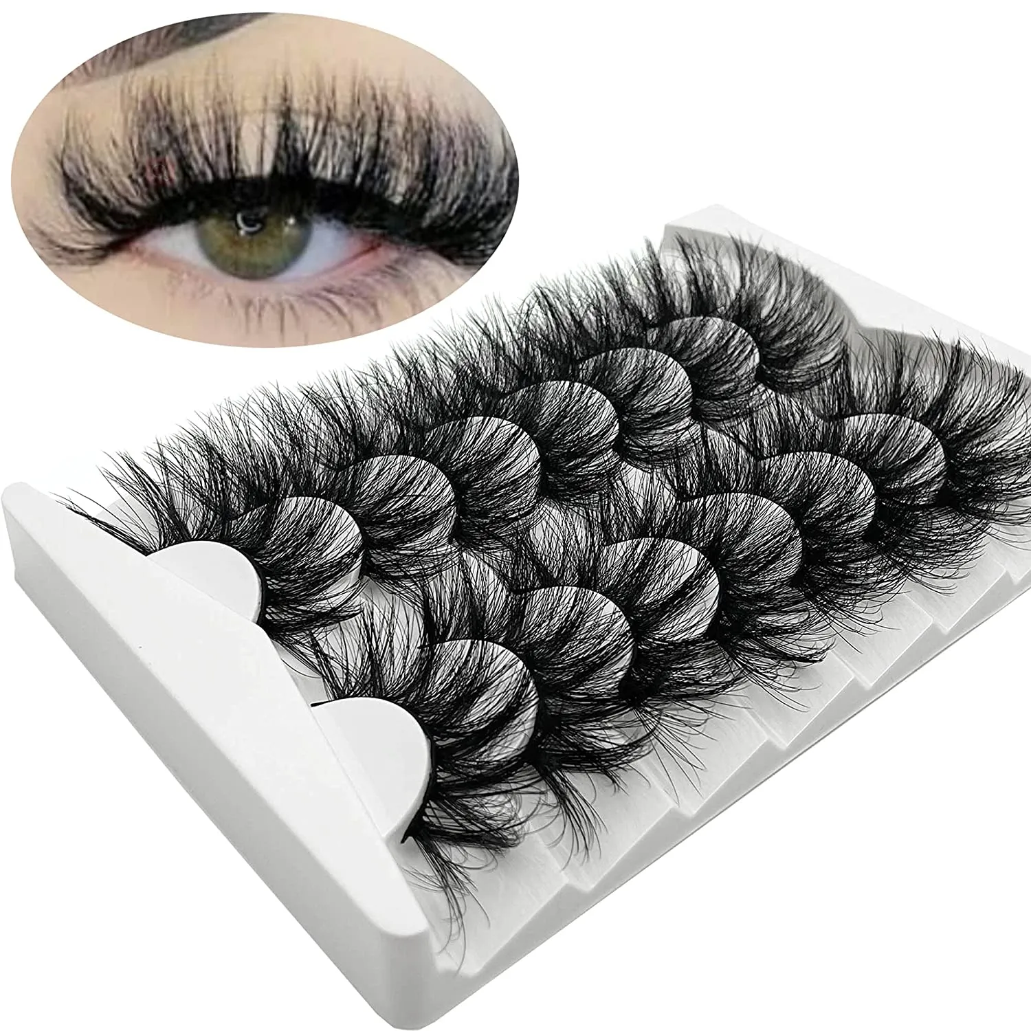 Fofosbeauty False Eyelashes Fluffy 15-26MM Lashes Dramatic Faux 8D Mink Soft Lashes Pack (5 Pairs Multipack)