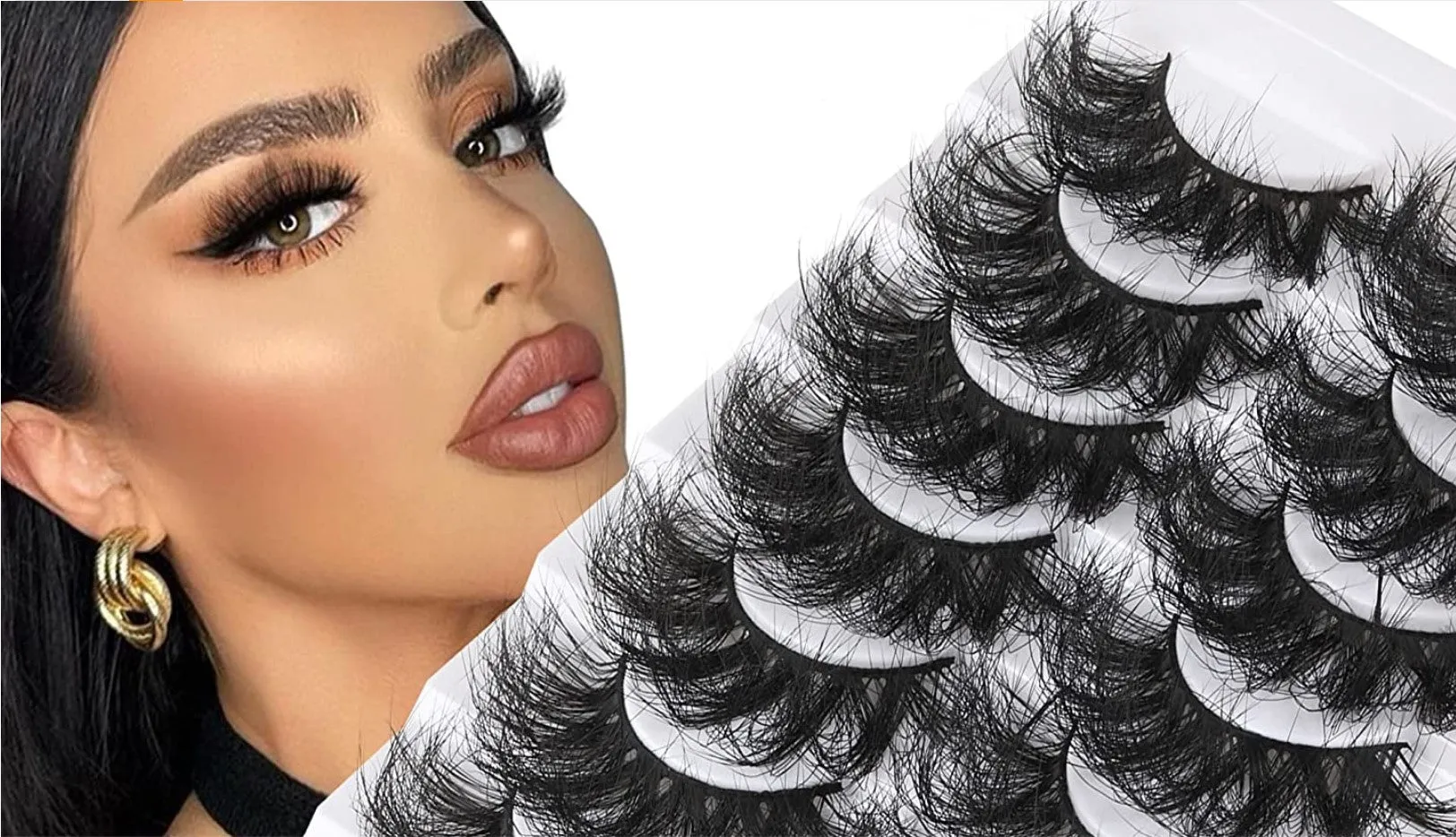 Fofosbeauty False Eyelashes Fluffy 15-26MM Lashes Dramatic Faux 8D Mink Soft Lashes Pack (5 Pairs Multipack)