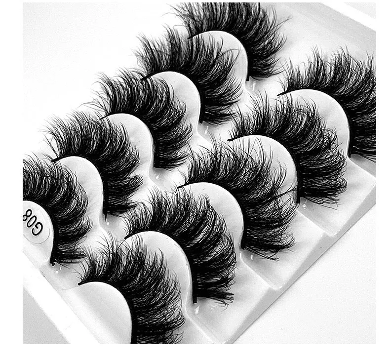 Fofosbeauty False Eyelashes Fluffy 15-26MM Lashes Dramatic Faux 8D Mink Soft Lashes Pack (5 Pairs Multipack)