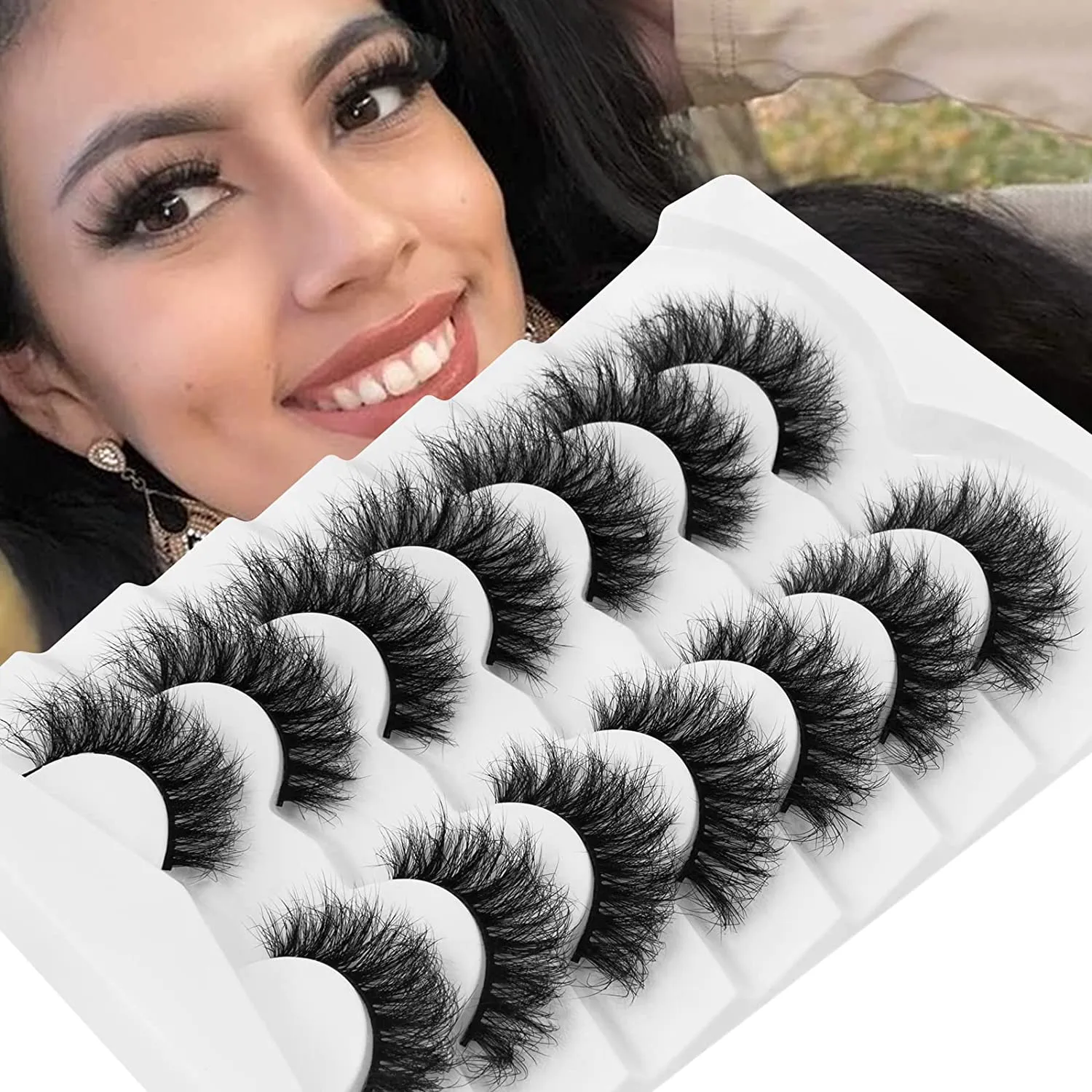 Fofosbeauty False Eyelashes Fluffy 15-26MM Lashes Dramatic Faux 8D Mink Soft Lashes Pack (5 Pairs Multipack)
