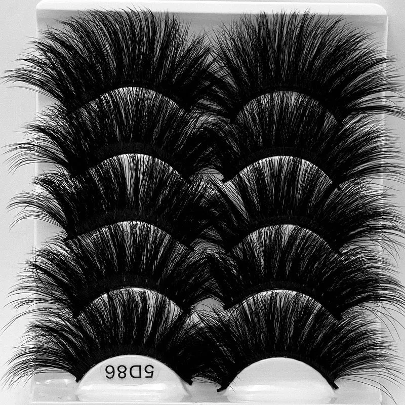Fofosbeauty False Eyelashes Fluffy 25MM Lashes 3D Mink Long Thick 【5 Pairs Multipack】