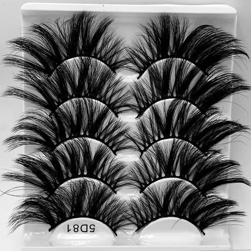 Fofosbeauty False Eyelashes Fluffy 25MM Lashes 3D Mink Long Thick 【5 Pairs Multipack】