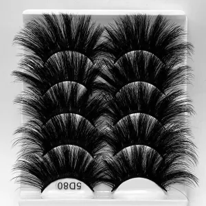Fofosbeauty False Eyelashes Fluffy 25MM Lashes 3D Mink Long Thick 【5 Pairs Multipack】